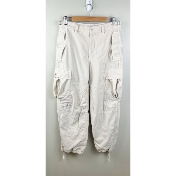 TNA Aritzia Surplus Division Cream Cargo Pants Size L Utility Y2k‎ Baggy Relaxed - Picture 1 of 14